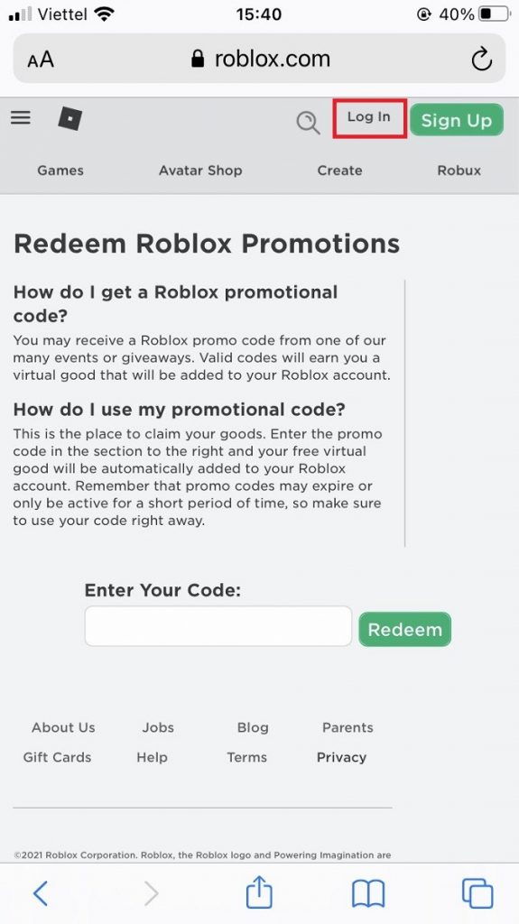 Hướng dẫn chi tiết các bước sử dụng gift code Roblox